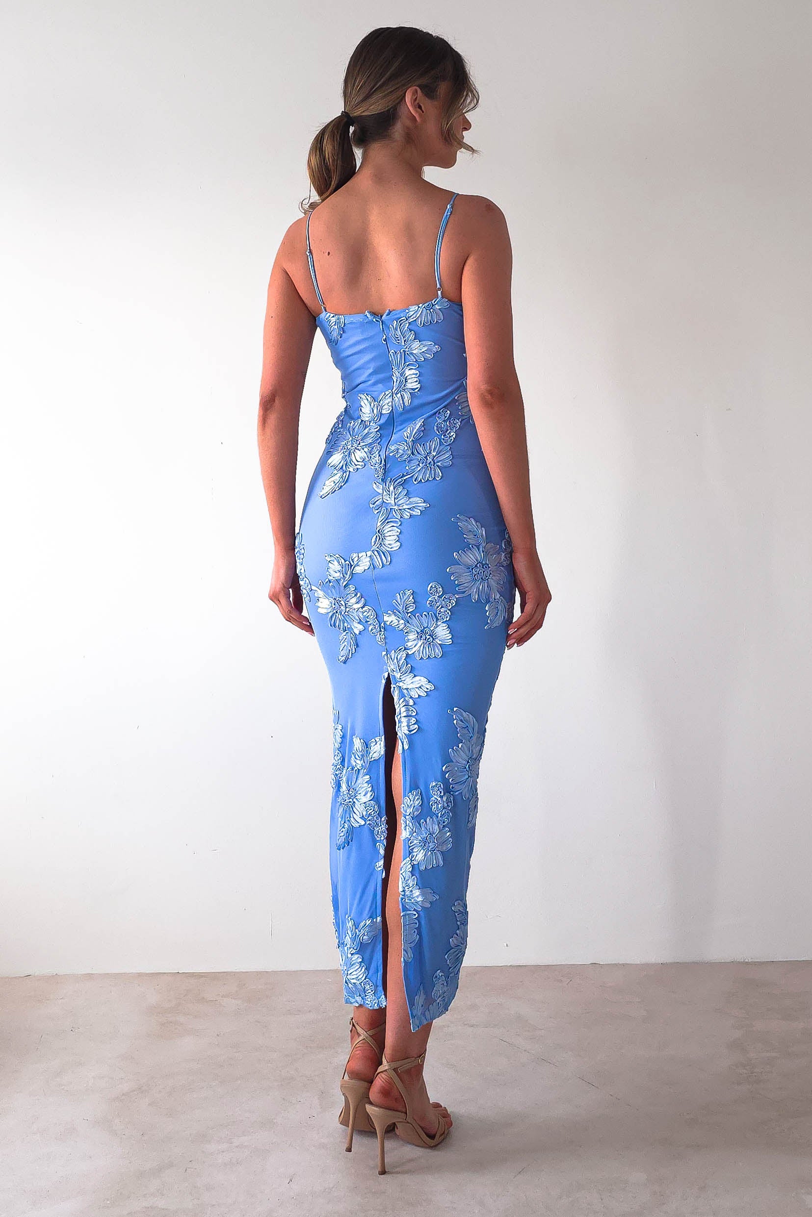 Adora Floral Mesh Maxi Dress Blue | Wedding Guest Dress | Maxi | Mesh | Oh Hello Clothing