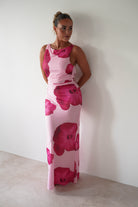 Aidia Floral Mesh Maxi Dress Pink | Wedding Guest Dress | Maxi | Mesh | Oh Hello Clothing