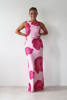 Aidia Floral Mesh Maxi Dress Pink | Wedding Guest Dress | Maxi | Mesh | Oh Hello Clothing