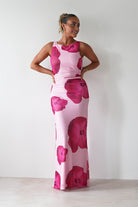 Aidia Floral Mesh Maxi Dress Pink | Wedding Guest Dress | Maxi | Mesh | Oh Hello Clothing