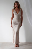 Aimie Soft Satin Maxi Dress | Champagne | Graduation | Bride To Be Hen Dress | Oh Hello Clothing