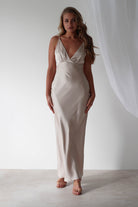 Aimie Soft Satin Maxi Dress | Champagne | Graduation | Bride To Be Hen Dress | Oh Hello Clothing