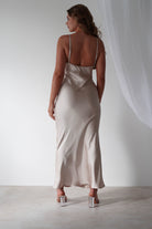 Aimie Soft Satin Maxi Dress | Champagne | Graduation | Bride To Be Hen Dress | Oh Hello Clothing