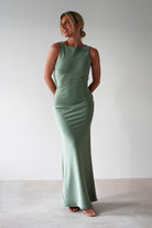 Alanna Soft Matte Satin Maxi Dress Olive | Wedding Guest Dress | Maxi | Satin | Oh Hello Clothing