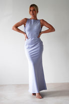 Alanna Soft Matte Satin Maxi Dress Periwinkle Blue | Wedding Guest Dress | Maxi | Satin | Oh Hello Clothing