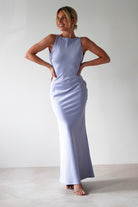Alanna Soft Matte Satin Maxi Dress Periwinkle Blue | Wedding Guest Dress | Maxi | Satin | Oh Hello Clothing
