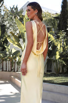 Alanna Soft Matte Satin Maxi Dress Yellow | Wedding Guest Dress | Maxi | Satin | Oh Hello Clothing