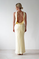 Alanna Soft Matte Satin Maxi Dress Yellow | Wedding Guest Dress | Maxi | Satin | Oh Hello Clothing