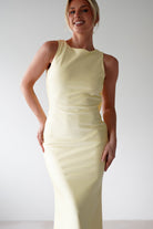 Alanna Soft Matte Satin Maxi Dress Yellow | Wedding Guest Dress | Maxi | Satin | Oh Hello Clothing