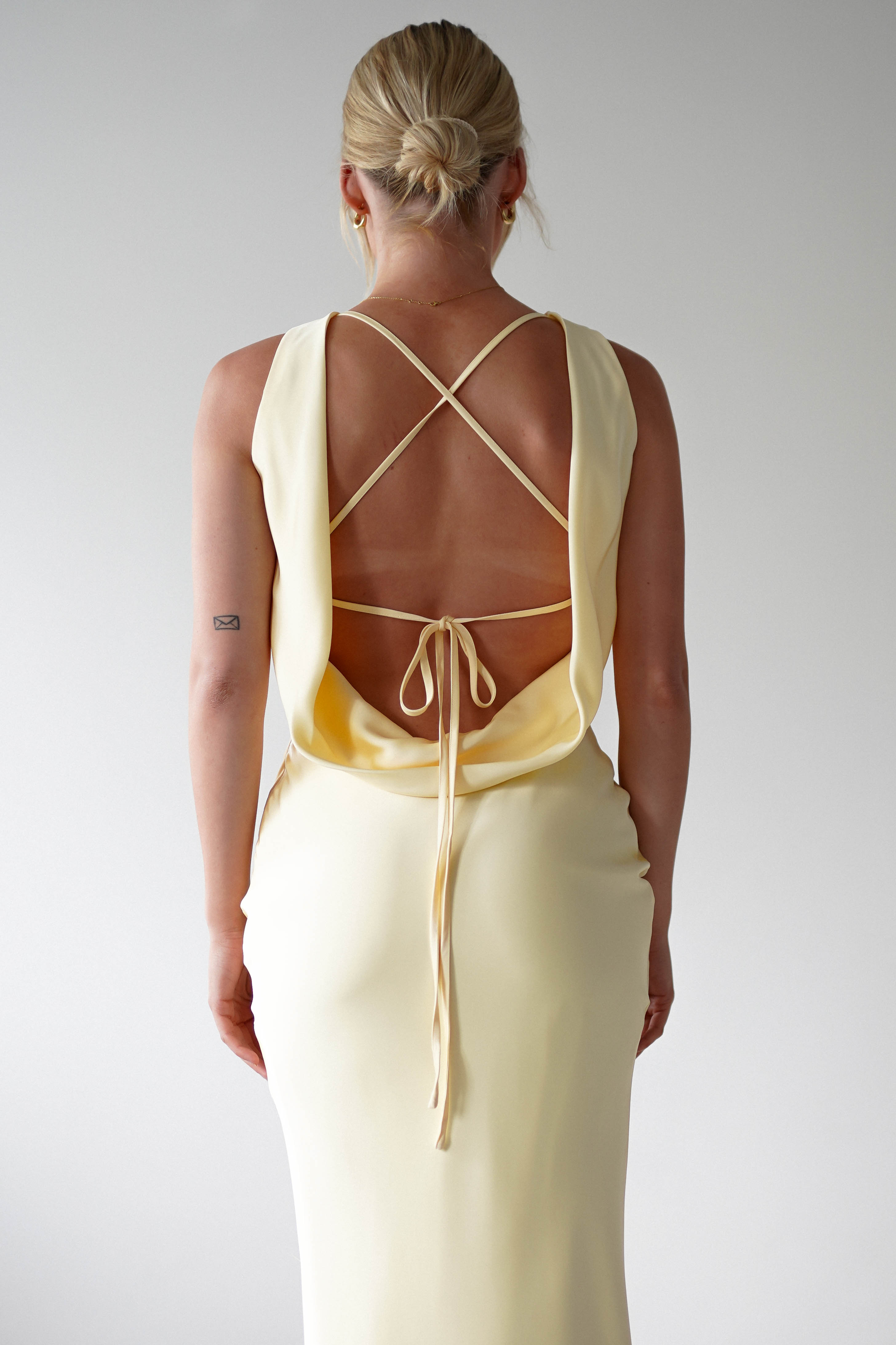 Alanna Soft Matte Satin Maxi Dress Yellow | Wedding Guest Dress | Maxi | Satin | Oh Hello Clothing