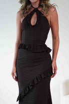 Alexa Ribbed Bodycon Maxi Dress Brown | Wedding Guest Dress | Bodycon | Maxi | Oh Hello Clothing