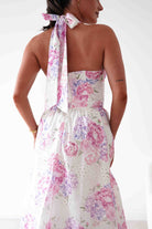 Oh Hello Clothing Women > Clothing > Dresses Alicia Broderie Floral Halterneck Midaxi Dress | White/Pink