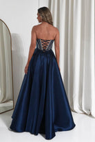 Oh Hello Clothing Dresses 1*DONE -CINDERALLA- CK2405- Strapless Navy Embellished Gown