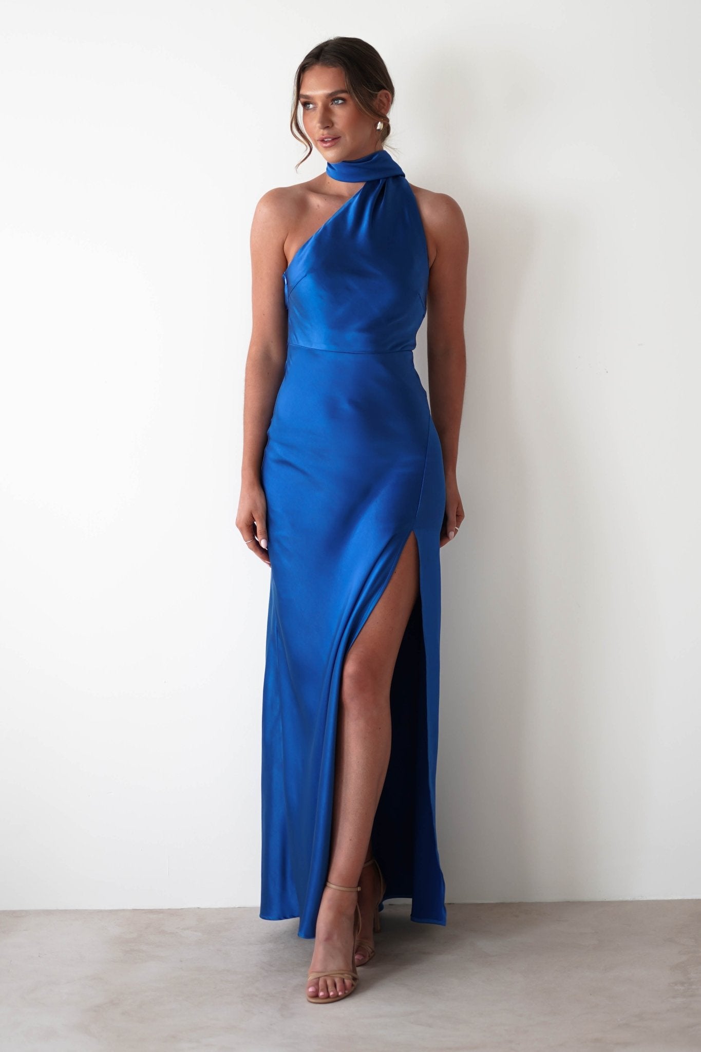 Amelda Soft Satin Maxi Gown Dress | Cobalt Blue | Debs & Prom | Formal Gown | Oh Hello Clothing