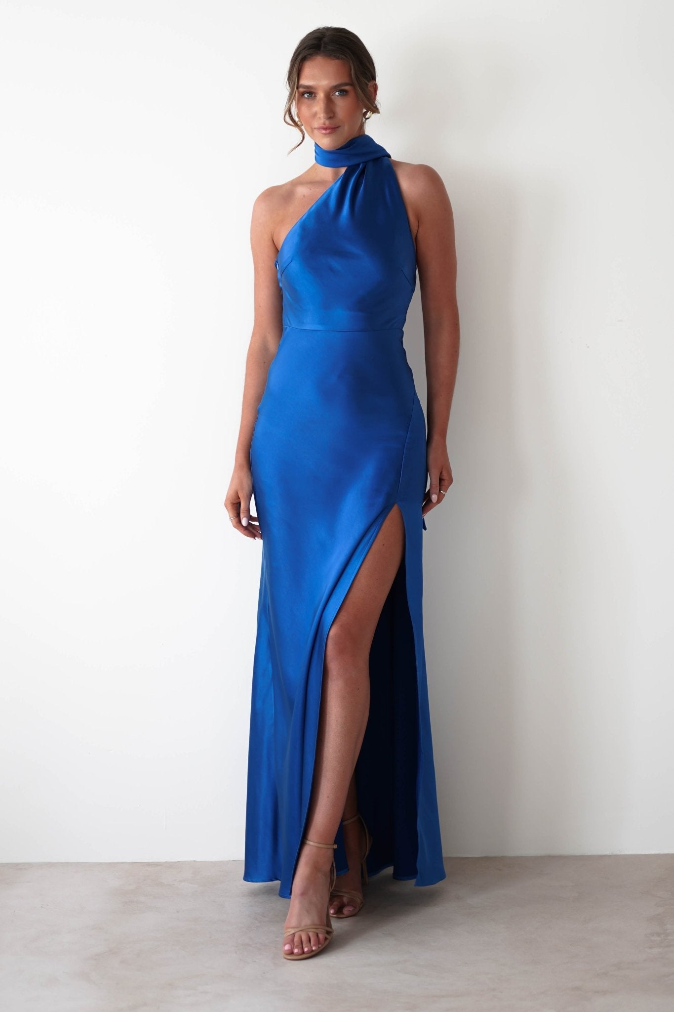 Amelda Soft Satin Maxi Gown Dress | Cobalt Blue | Debs & Prom | Formal Gown | Oh Hello Clothing
