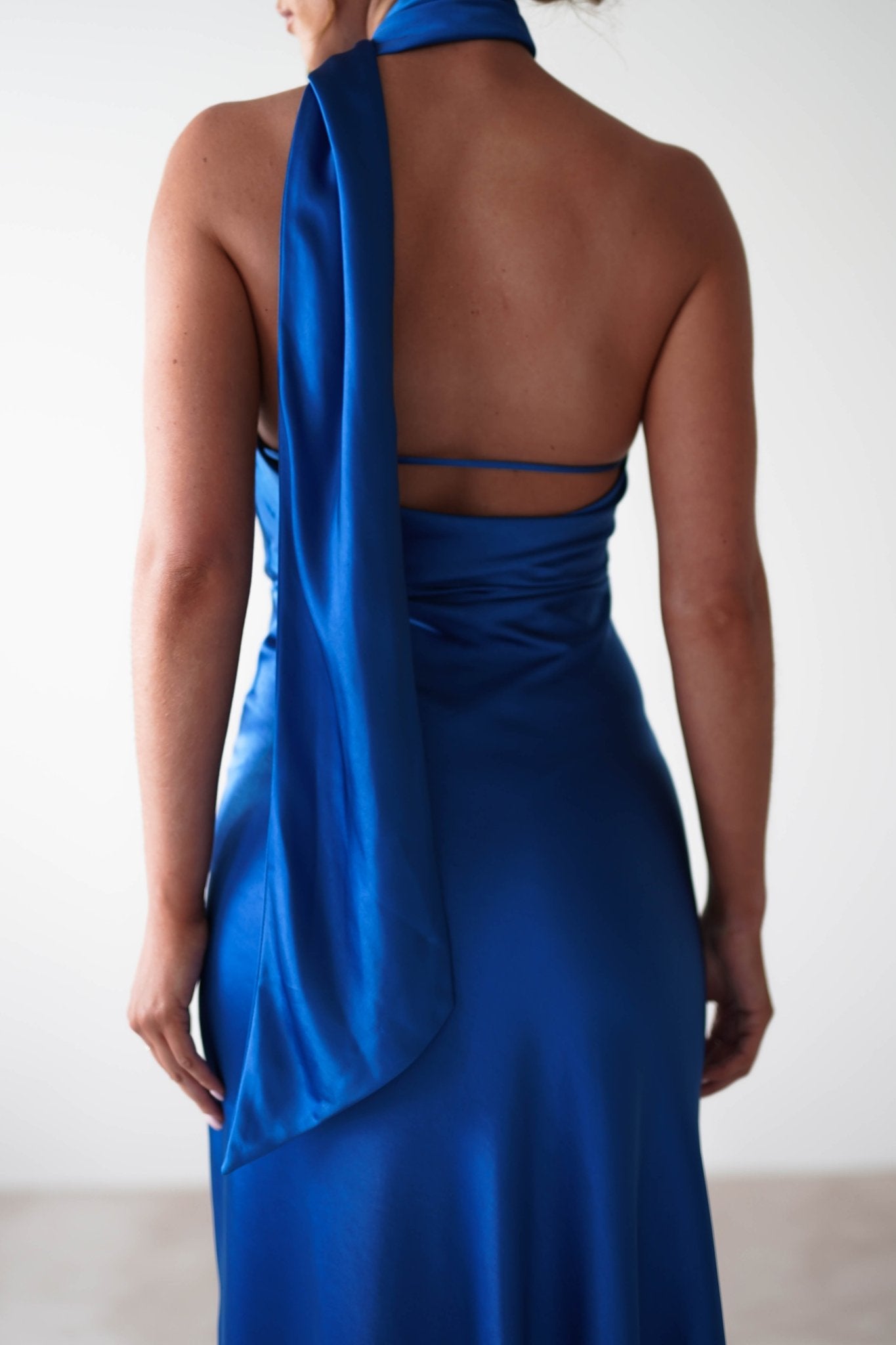 Amelda Soft Satin Maxi Gown Dress | Cobalt Blue | Debs & Prom | Formal Gown | Oh Hello Clothing