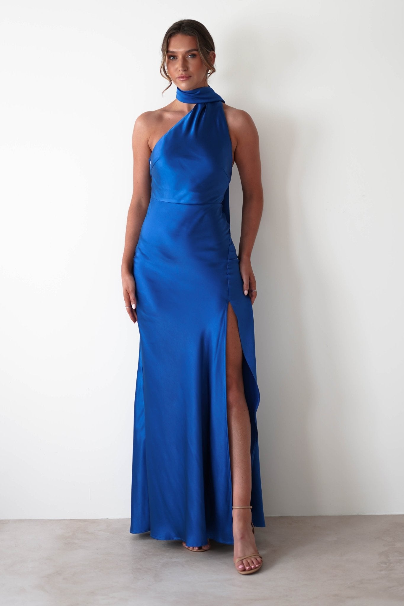 Amelda Soft Satin Maxi Gown Dress | Cobalt Blue | Debs & Prom | Formal Gown | Oh Hello Clothing
