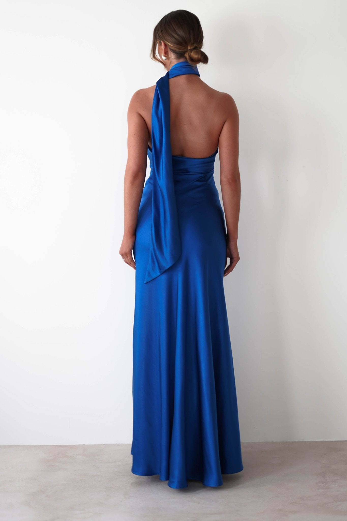 Amelda Soft Satin Maxi Gown Dress | Cobalt Blue | Debs & Prom | Formal Gown | Oh Hello Clothing