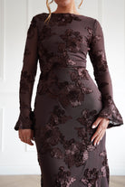 Oh Hello Clothing Women > Clothing > Dresses Amelita Long Sleeve Textured Maxi Dress | Brown