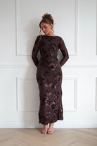 Oh Hello Clothing Women > Clothing > Dresses Amelita Long Sleeve Textured Maxi Dress | Brown