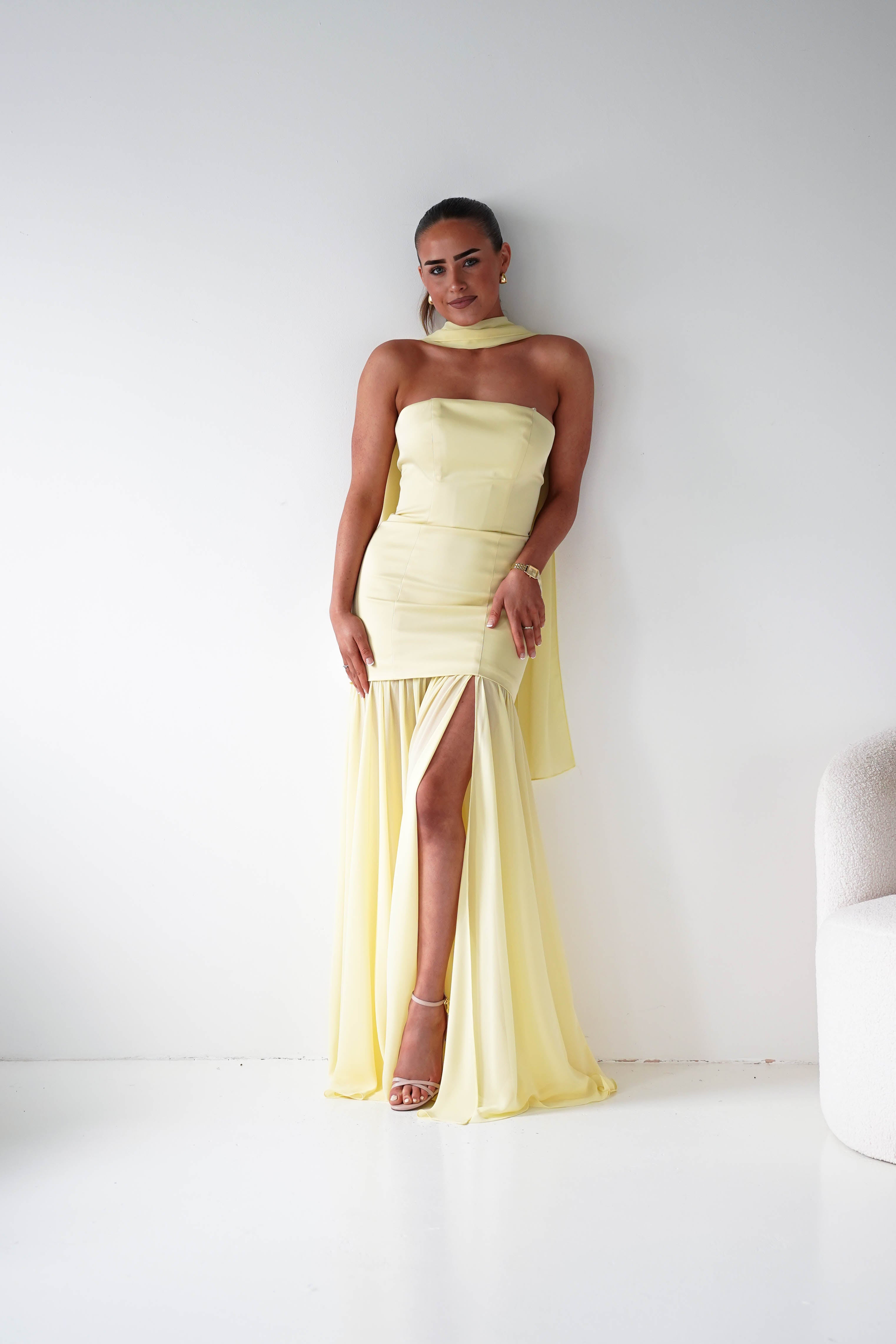 Oh Hello Clothing Women > Clothing > Dresses Amora Strapless Structured Maxi Dress | Yellow