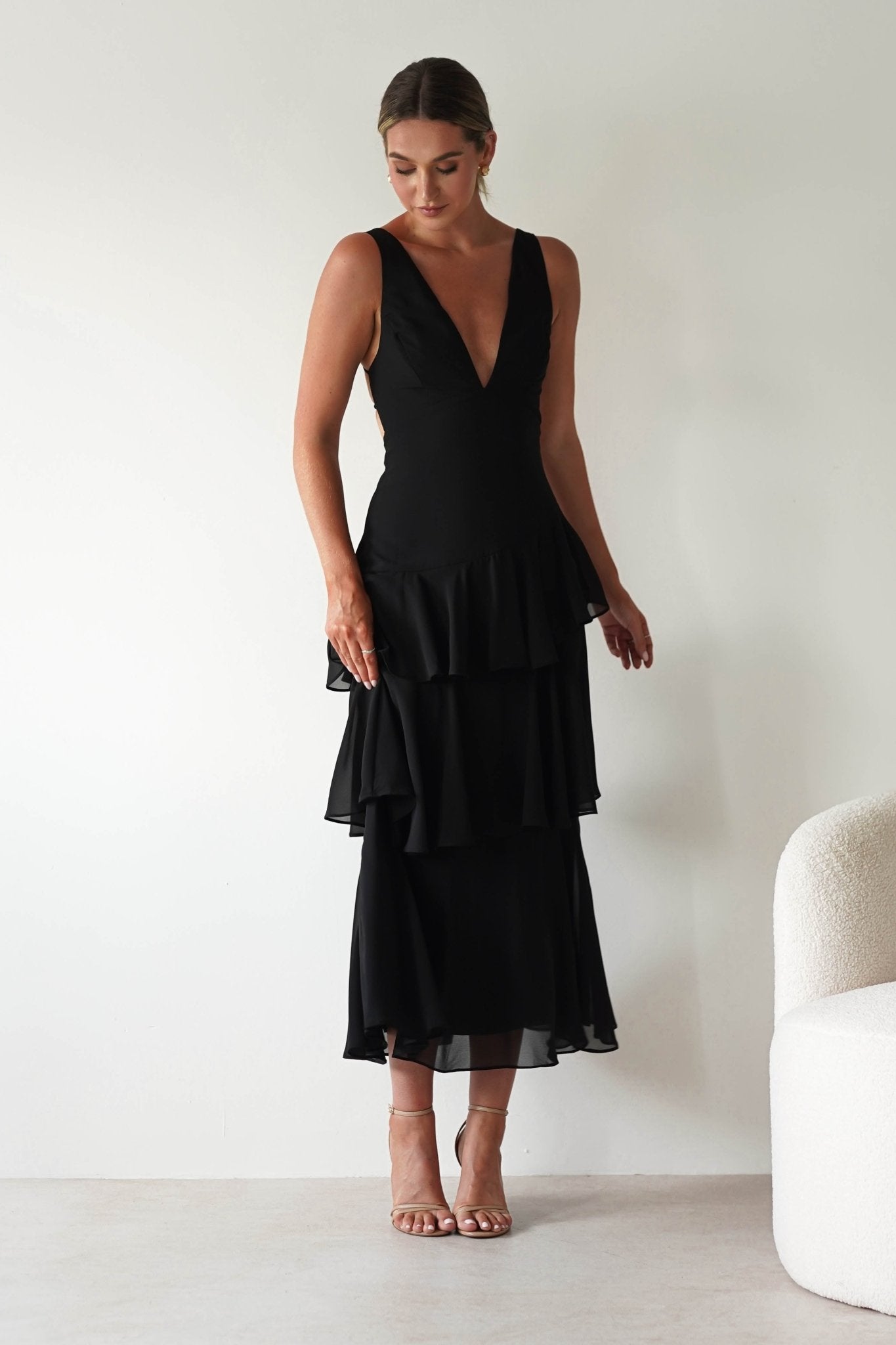 Andalusia Ruffle Maxi Dress Black | Wedding Guest Dress | Maxi | Oh Hello Clothing