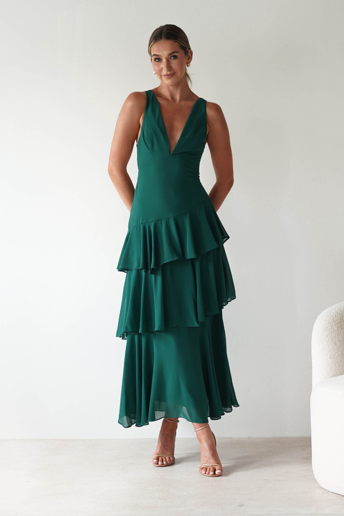 Andalusia Ruffle Maxi Dress Forest Green | Wedding Guest Dress | Maxi | Oh Hello Clothing
