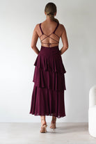 Andalusia Ruffle Maxi Dress Wine | Wedding Guest Dress | Maxi | Oh Hello Clothing