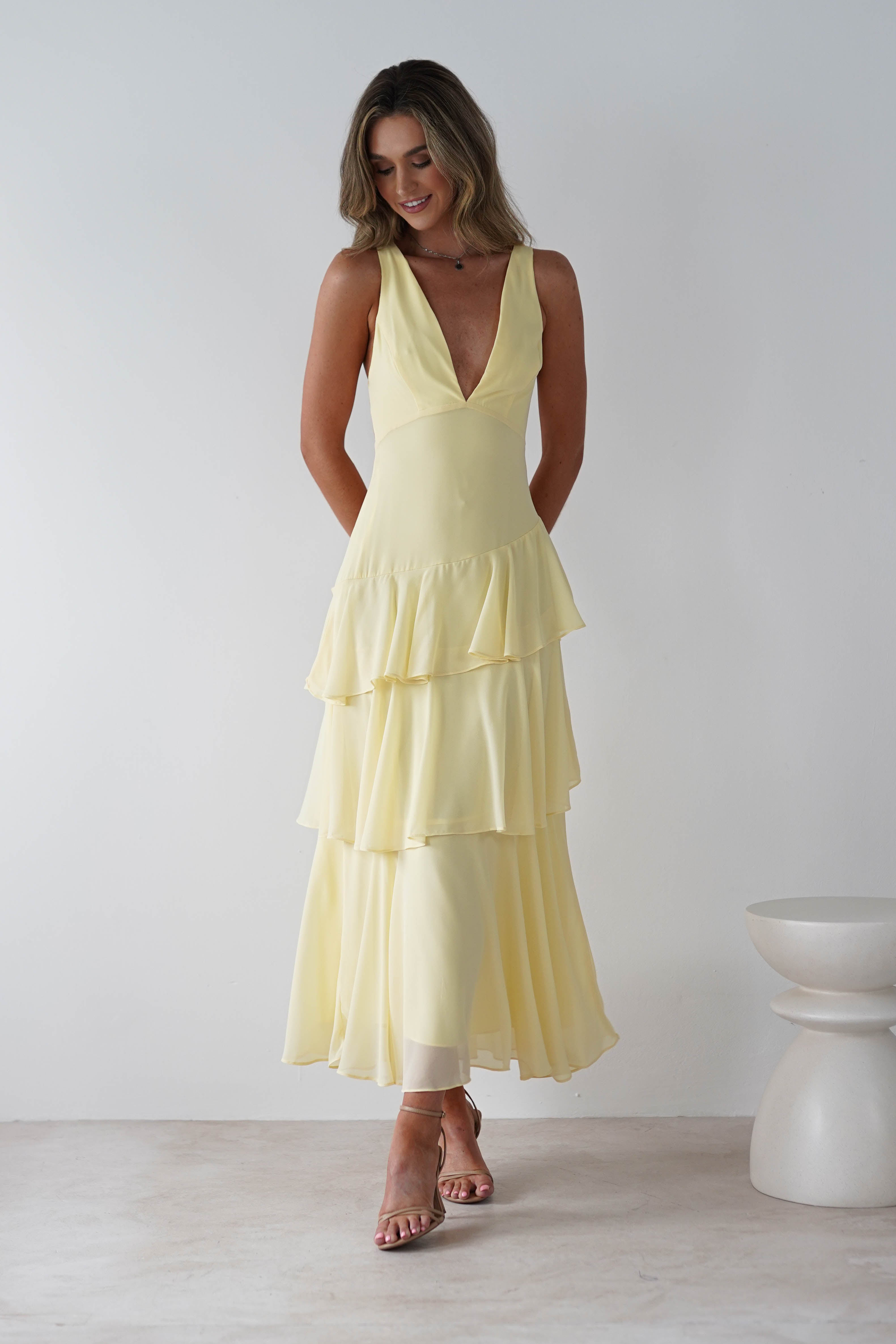 Andalusia Ruffle Maxi Dress Yellow | Wedding Guest Dress | Maxi | Oh Hello Clothing