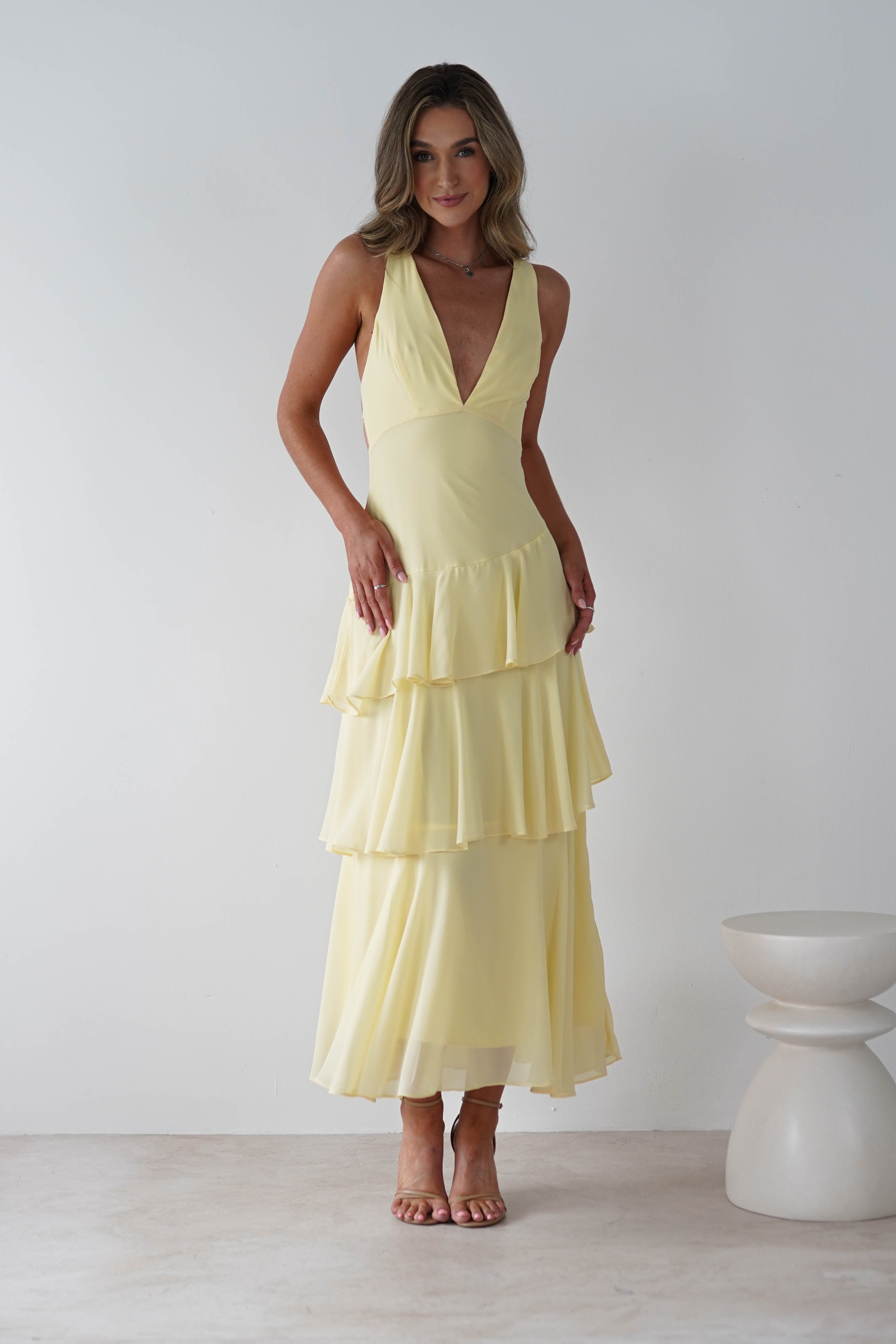 Andalusia Ruffle Maxi Dress Yellow | Wedding Guest Dress | Maxi | Oh Hello Clothing