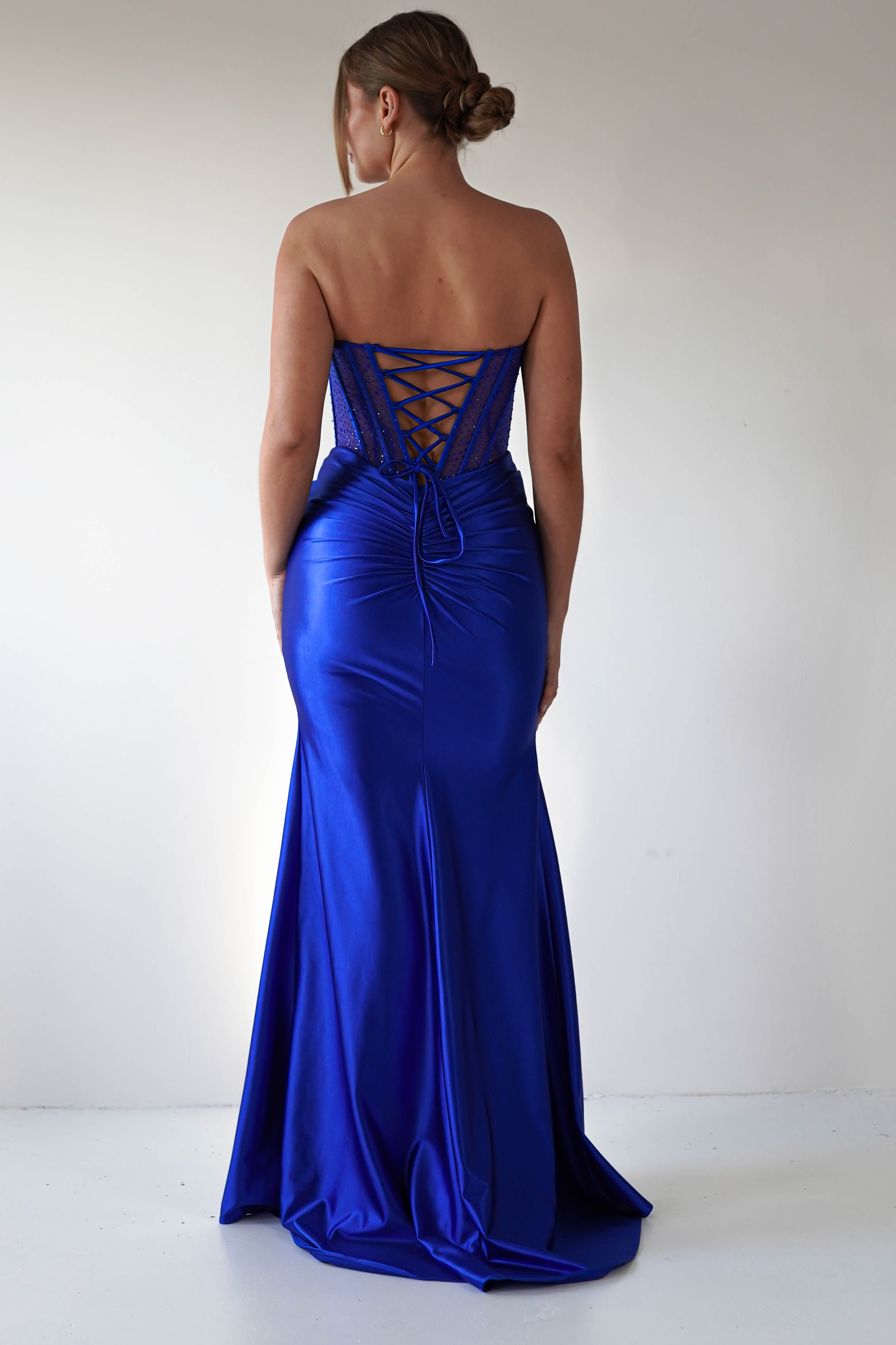 Andrina Rhinestone Strapless Gown | Royal Blue | Debs & Prom | Formal Gown | Oh Hello Clothing