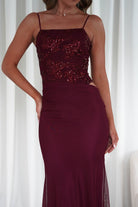 Angela Sequin Mesh Maxi Dress | Wine | Wedding Guest Dress | Oh Hello | Oh Hello Clothing