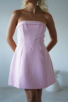 Angelica Strapless Structured Mini Dress Pink | Wedding Guest Dress | Oh Hello Clothing