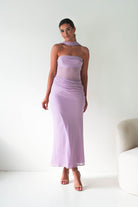 Oh Hello Clothing Women > Clothing > Dresses Antionia Strapless Mesh Maxi Dress | Lilac