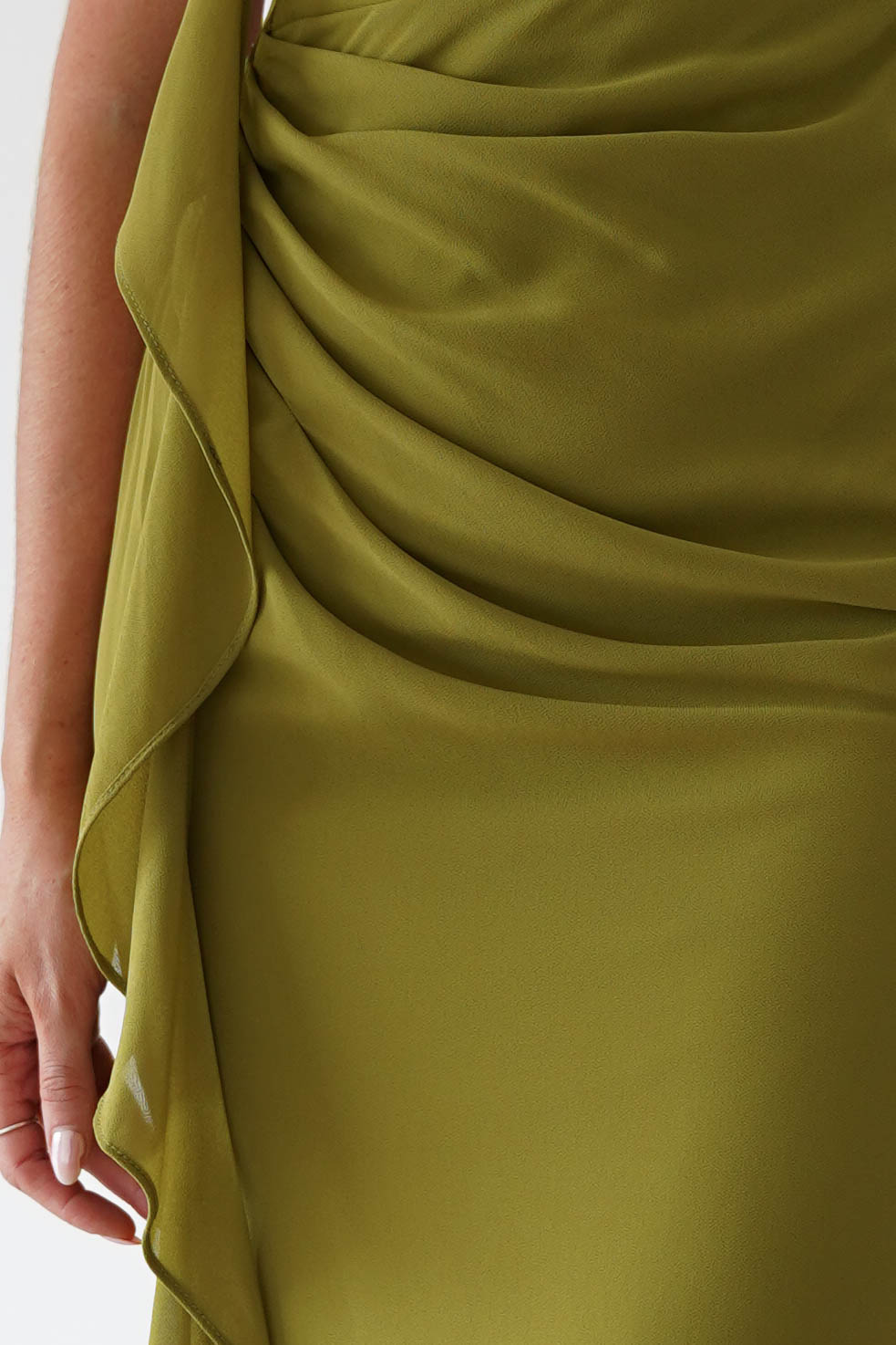 Oh Hello Clothing Women > Clothing > Dresses Aoife Draped Rosette Maxi Dress | Chartreuse Green