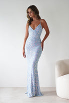 Aster Iridescent Beaded Embellished Gown | Blue | Debs & Prom | Formal Gown | Oh Hello Clothing