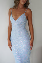 Aster Iridescent Beaded Embellished Gown | Blue | Debs & Prom | Formal Gown | Oh Hello Clothing