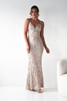 Oh Hello Clothing Debs & Prom Dresses Aster Iridescent Beaded Embellished Gown | Gold