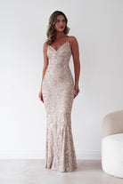 Oh Hello Clothing Dresses > Prom Dresses Aster Iridescent Beaded Embellished Gown | Gold