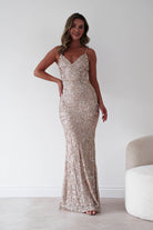 Oh Hello Clothing Dresses > Prom Dresses Aster Iridescent Beaded Embellished Gown | Gold