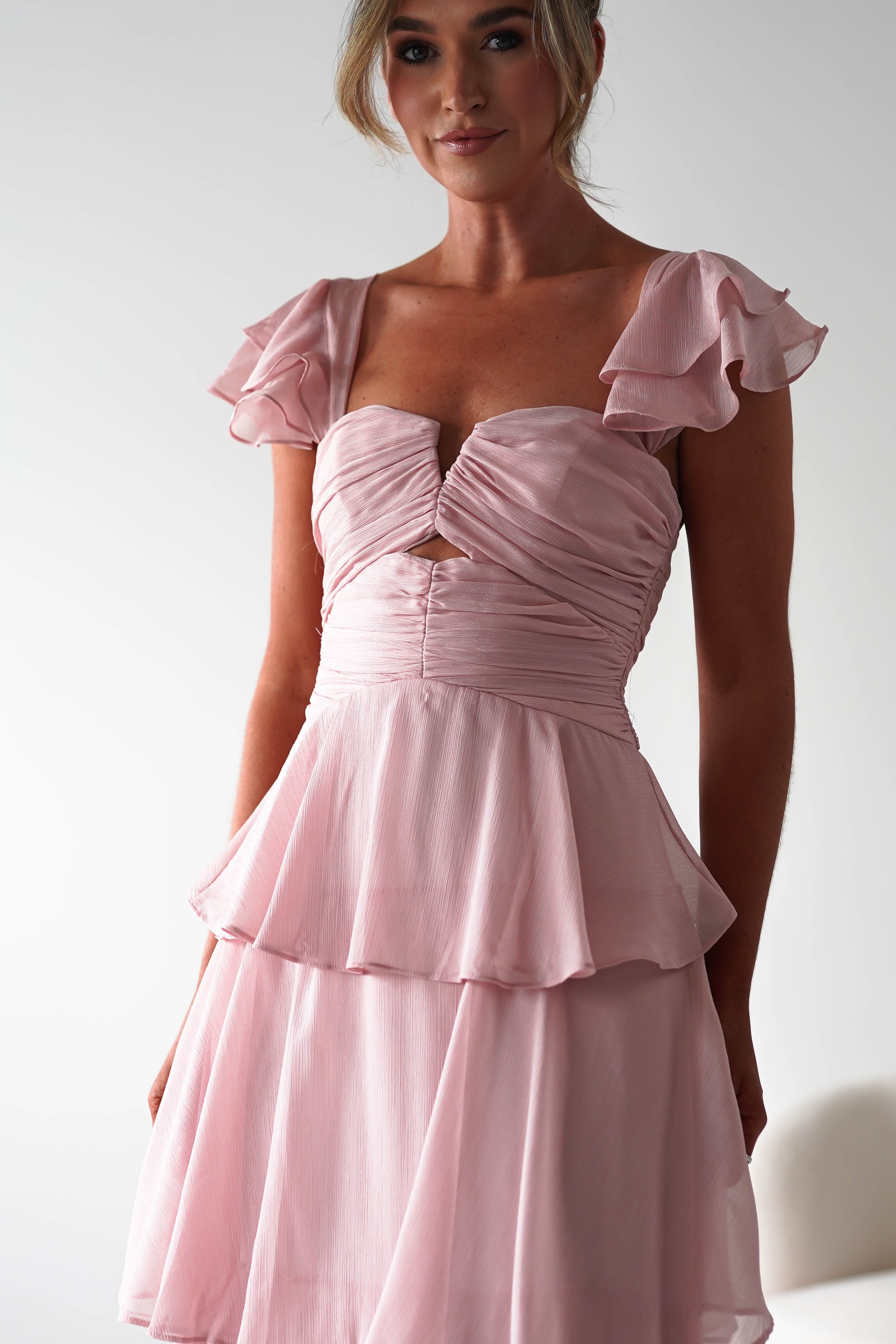 Audette Ruffle Tiered Maxi Dress Blush | Wedding Guest Dress | Maxi | Oh Hello Clothing