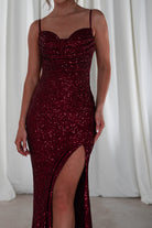 Audrina Bodycon Sequin Gown | Burgundy | Debs & Prom | Formal Gown | Oh Hello Clothing