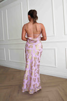 Oh Hello Clothing Women > Clothing > Dresses Auria Gold Textured Floral Applique Maxi Dress | Pink