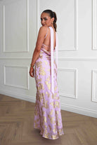 Oh Hello Clothing Women > Clothing > Dresses Auria Gold Textured Floral Applique Maxi Dress | Pink