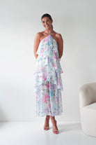 Oh Hello Clothing Women > Clothing > Dresses Aurora Halternack Floral Ruffle Maxi Dress