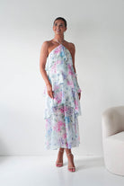 Oh Hello Clothing Women > Clothing > Dresses Aurora Halternack Floral Ruffle Maxi Dress
