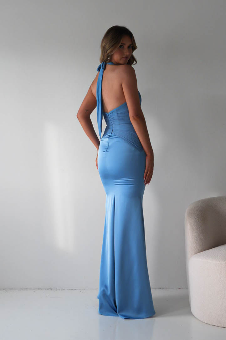 Oh Hello Clothing Women > Clothing > Dresses Austin Bodycon Halterneck Maxi Dress | Cornflower Blue