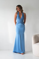 Oh Hello Clothing Women > Clothing > Dresses Austin Bodycon Halterneck Maxi Dress | Cornflower Blue
