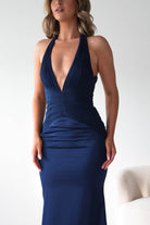 Oh Hello Clothing Dresses > Prom Dresses Austin Bodycon Halterneck Maxi Dress | Navy
