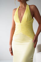 Oh Hello Clothing Women > Clothing > Dresses Austin Bodycon Halterneck Maxi Dress | Yellow